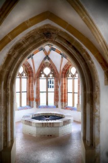 Interior view, fountain chapel, fountain house in the cloister, Blaubeuren Abbey, Swabian Jura,