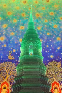 In the emerald green silence of Wat Paknam Phasi Charoen, the glass chedi rises like a glowing