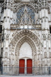Detailed view of the magnificent side portal of Saint-Pierre-et-Saint-Paul de Troyes Cathedral in