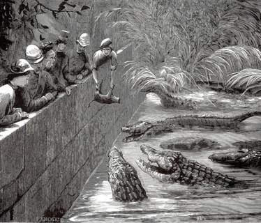 Crocodile feeding, the sacred alligators in India and Pakistan. Manghopir has been known for