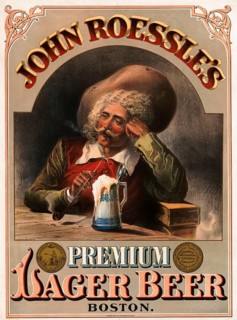 Advertising poster, beverage advertisement, advertising poster for John Rössle's Premium Lager Beer