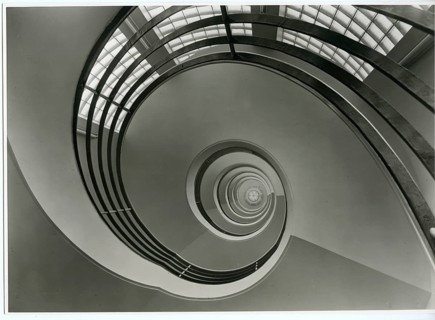 Spiral staircase, staircase, winding, spiral, snail shell, modern, post-war modern, elegant, 1950s