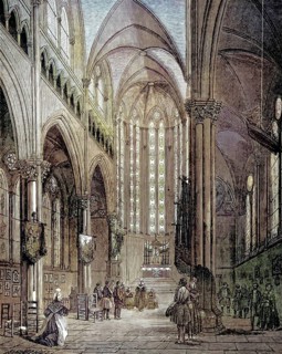 Interior view of the Notre-Dame de Bonsecours Basilica, Église de Bon-Secours. It is located in the