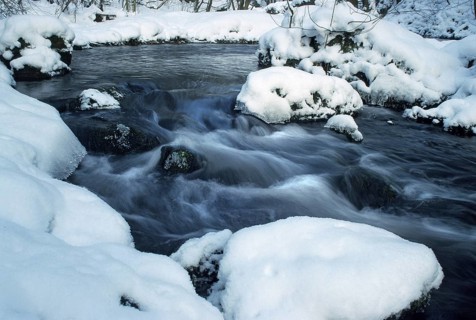 Germany, Pöhl, Saxony, Triebtal, stream, ice, flowing water, ice, landscape, snow, winter