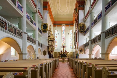 Georgenkirche am Marktplatz, baptism church by Johann Sebastian Bach, interior photo, Eisenach,