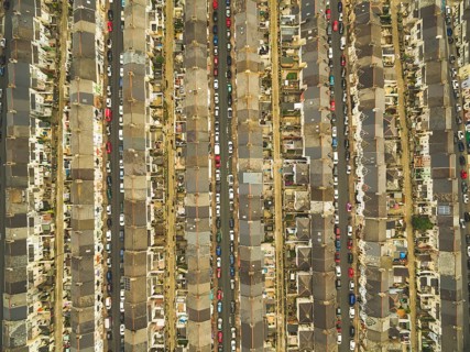 Residential real estate houses aerial view. Plymouth, England, United Kingdom