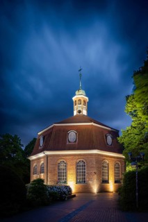 Evangelical Lutheran Church on the Market as a Sacred Central Building at the Blue Hour,