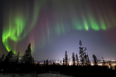 Northern Lights (Aurora borealis), Gällivare, Norrbotten, Lapland, Sweden, December 2024