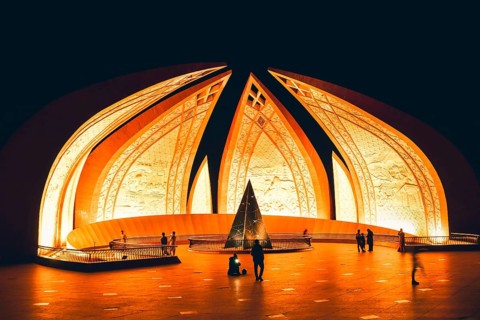 Islamabad, Pakistan - 9th september, 2023: sunset timelapse muslim tourist visit The Pakistan