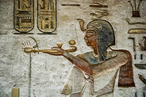Colourful reliefs and wall paintings and hieroglyphs, tomb, Pharaoh Ramesses III, Valley of the