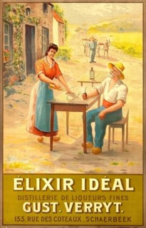 Advertising poster, beverage advertisement, advertising poster for Elixir Idéal, made by G. Verryt