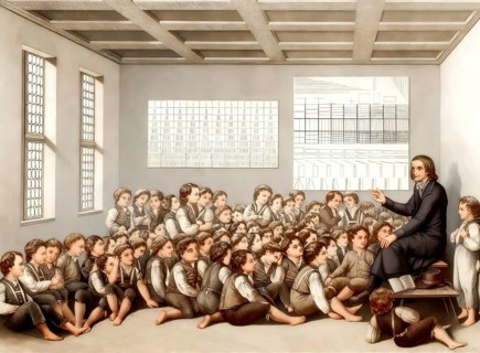 Pestalozzi with the orphans of Stans, school for orphans, Stans, canton of Nidwalden, Switzerland,
