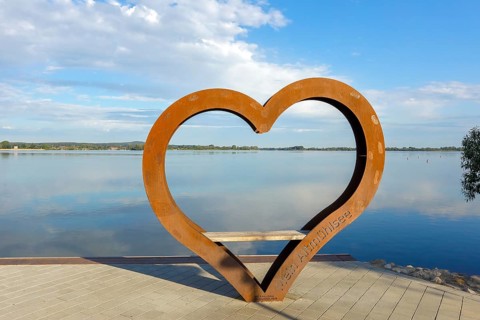Heart structure at Altmühlsee, Altmühltal, Franconian Lake District, Middle Franconia, Franconia,