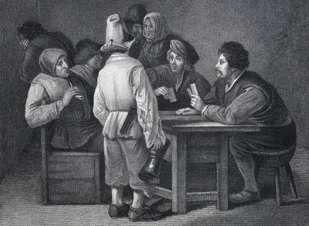 Detail from the painting The Card Players by Cornelis Rega, genre painting, Dutch painting, Dutch