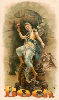 Advertising poster, beverage advertisement, vintage bock beer poster, a lithograph from 1894,