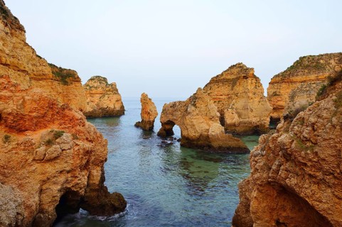 Rock formations on the coast, Ponta da Piedade, Lagos, Algarve, Portugal