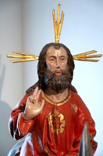 Jesus figure, detail of the palm tree from 1500, church museum of the parish church of St.