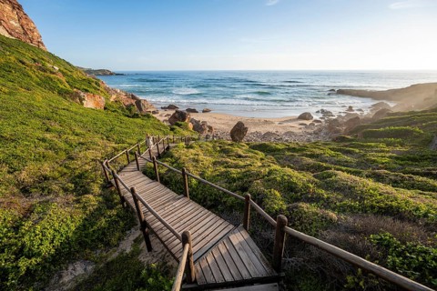 Road to the beach, coast and sea at Robberg Nature Reserve, Plettenberg Bay, South Africa