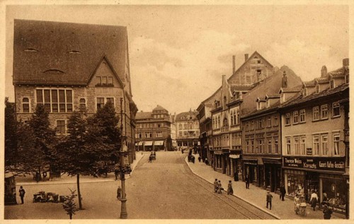 The Rautenstraße in Nordhausen in 1909, Thuringia, Germany, authentic reproduction of an old
