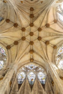 Interior of the unique two-storey hexagonal North Porch, St Mary Redcliffe Church, Bristol,