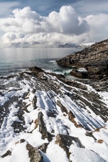 Rocky coast, Söröya, Barents Sea, Finnmark, Norway, May 2019
