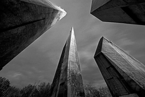 Friedland Memorial Hall, memorial to German returnees and expellees in the evening, Friedland,