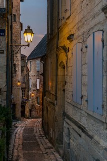 Evening in an old town alley in Pèrigueux, Dordogne, France
