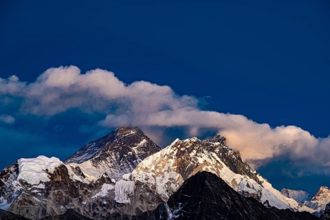 View of Mount Everest and Lhotse from Renjo La Pass, 5360 m, Solu Khumbu, Himalayas, Nepal