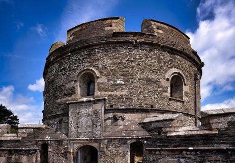 Tudor Gun Tower, Donjon, residential defence tower, St Mawes Castle, St Mawes, Cornwall, England,