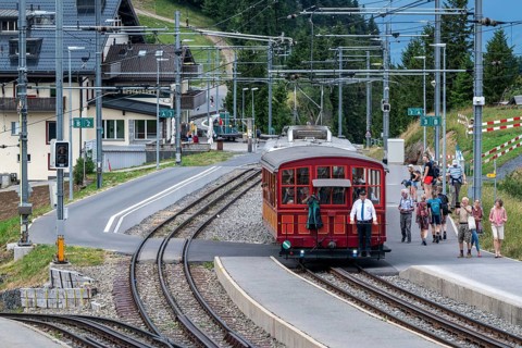 Vitznau Rigi Railway historical presentation car 1871, Rigi Staffel, Arth, Switzerland