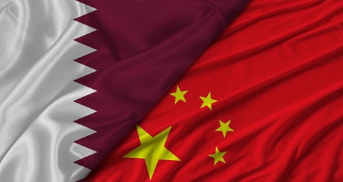 Bilateral relations between Qatar and China. Flag of Qatar and China