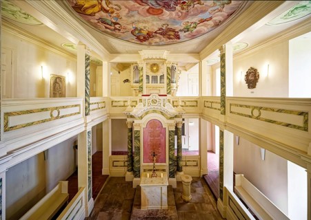 Castle chapel, Tenneberg Castle, museum, baroque room, castle, interior view, Waltershausen,