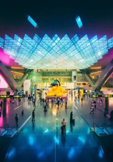 Doha, Qatar - 23rd, january, 2026: Hamad International Airport terminal with travelers passengers.