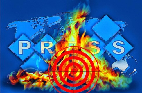 Symbolic image, threatened press freedom, persecution and killing of reporters, freedom of speech