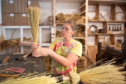 Berea, Kentucky - June Rosenbarkr makes traditional Appalachian brooms and whiskbrooms, by hand at