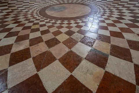 Square patterned marble floor, Kollegienkirche, Salzburg, Salzburg state, Austria