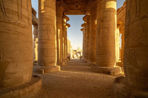 Ramesseum columned hall, mortuary temple of Ramesses II in the Theban necropolis near Luxor, Egypt