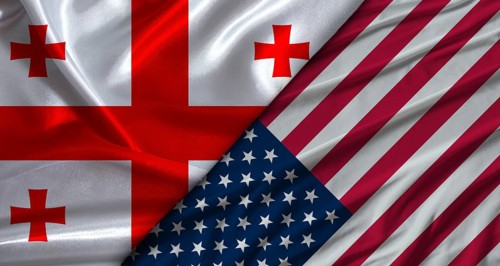 Bilateral relations between Georgia and United States. Flag of Georgia and United States