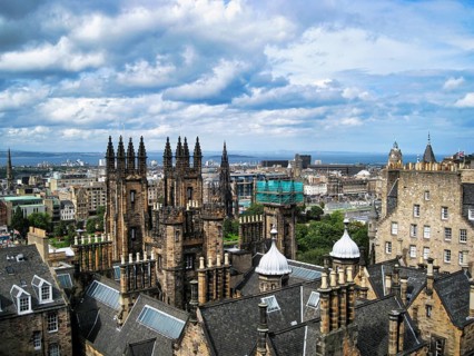 View of the old town from the Camera Obscura viewing terrace, St. Giles' Cathedral, Edinburgh