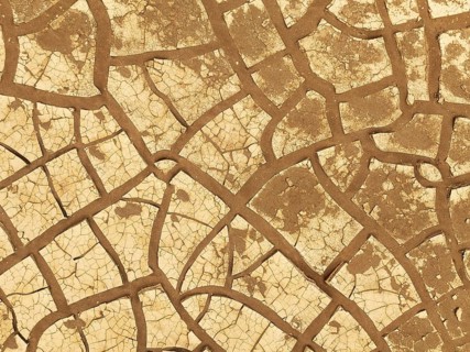 Cracked earth. Aerial view. Drone shot. Namib Desert, Skeleton Coast, Namibia