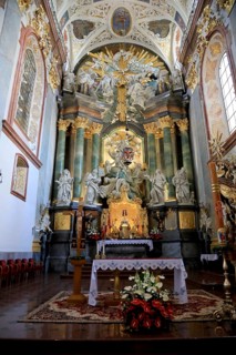 Nave and main altar in the Jasna Gora monastery basilica in Czestochowa, Poland