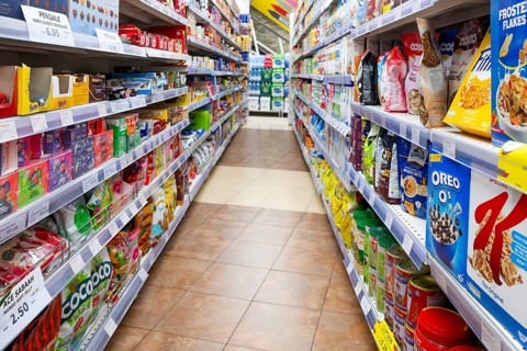 Chocolate and breakfast cereal sales rack, Dubai, United Arab Emirates, UAE