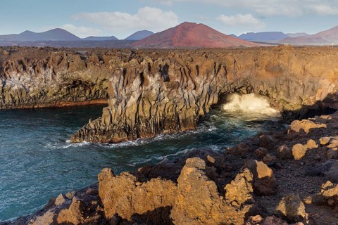 Lanzarote, Canary Islands, Spain, Europe, Los Hervideros, rough volcanic rocks form impressive
