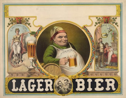Advertising poster, beverage advertisement, Victorian chromolithography poster from 1879