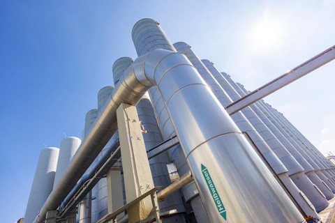 Innovationskraftwerk Dresden-Reick Hot water storage for district heating, Dresden, Saxony, Germany