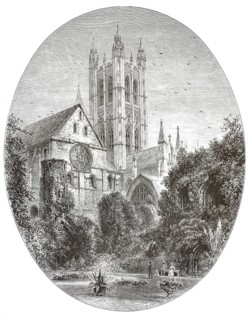 Bell Harry, the 75 meter high tower of Canterbury Cathedral, Christ Church Cathedral, officially