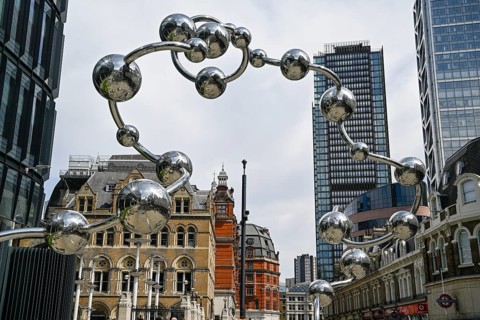 Infinite Accumulation sculpture by Japanese artist Yayoi Kusama, reflecting spheres, Liverpool