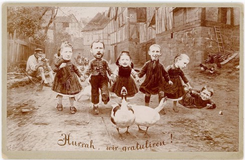 Photomontage, Inserted Heads, Hurry, Congratulations, Birthday, Humorous Collage with Happy