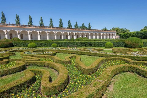 Flower garden behind the colonade, Kromeríž, Zlínský kraj, Czech Republic