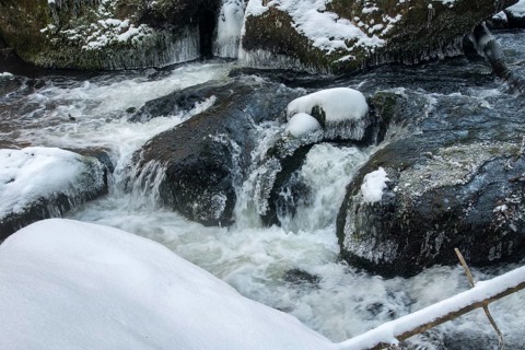 Saxony, Triebtal, ice, flowing water, landscape, snow, atmosphere, Vogtland, winter